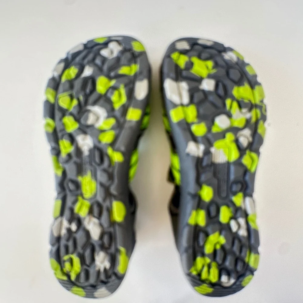 Merrell Hydro Boys' Size 7W Gray & Green Water Sport Sandals Shoes Hook and Eye‎